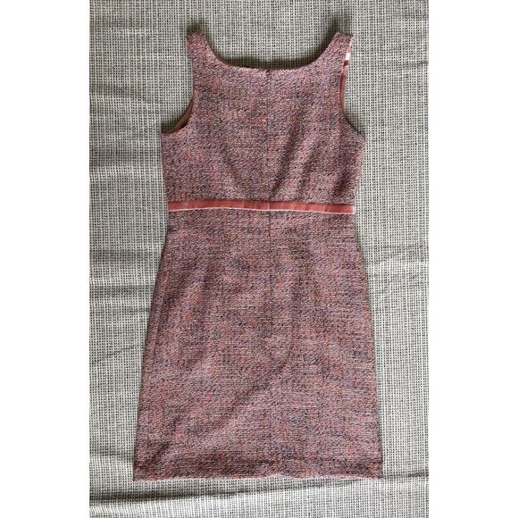 Gap Women's Size 6 Pink Tweed Sheath Dress Velvet Bow Waist Knee Length Preppy - Picture 2 of 6